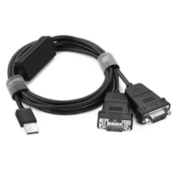 USB-A 2.0 To Dual Serial DB9 RS-232 Male Adapter Cable US229