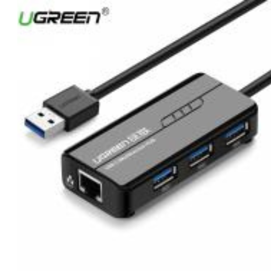 USB-A Male To Ethernet Aadptor + 3 Ports USB HUB 20265