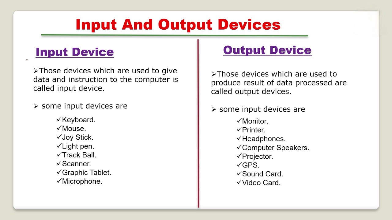 Computer Input Device and Output Devices Guide & Examples - Lucky Falcon
